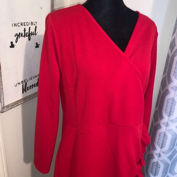 Sexy Salsa Red Ruffle Wrap Dress - Picture 5 of 9